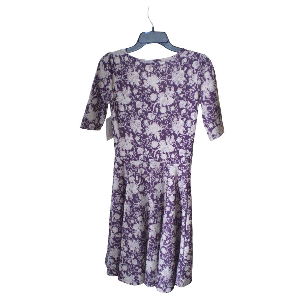 NWT LuLaRoe Nicole Dress Plum with Cream Floral SMALL - Picture 7 of 7